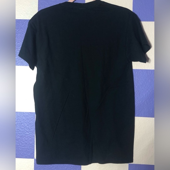 NWOT Black Tee with Masked Smiley Face Embroidered Patch - Size S - Picture 2 of 4